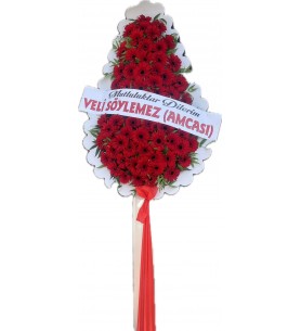 orta boy kırmızı gerbera çelenk